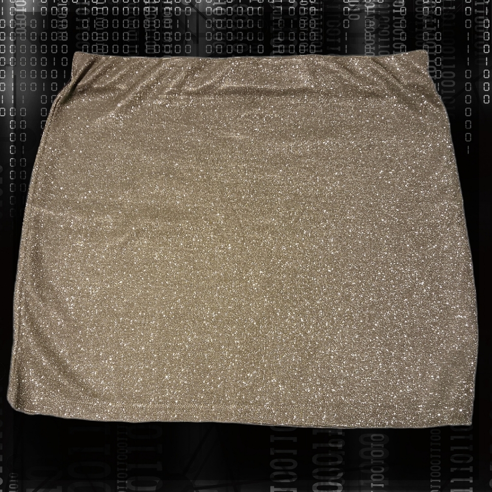 Silver Stretchy Metallic Mini Skirt  by Wild Fable